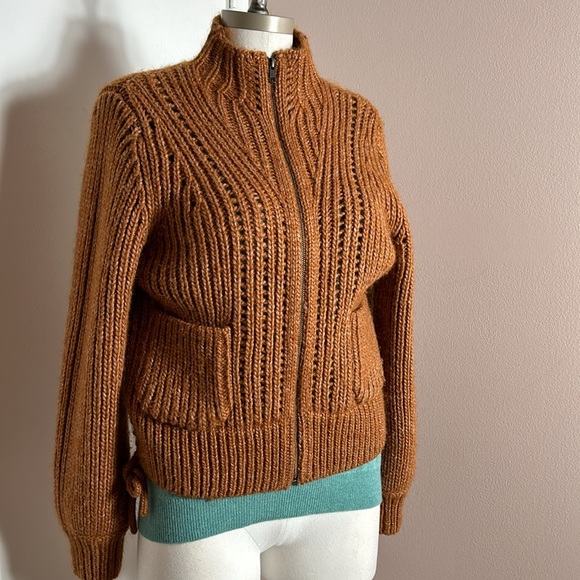 & other stories zip cardigan brown chunky size US small - Picture 7 of 16
